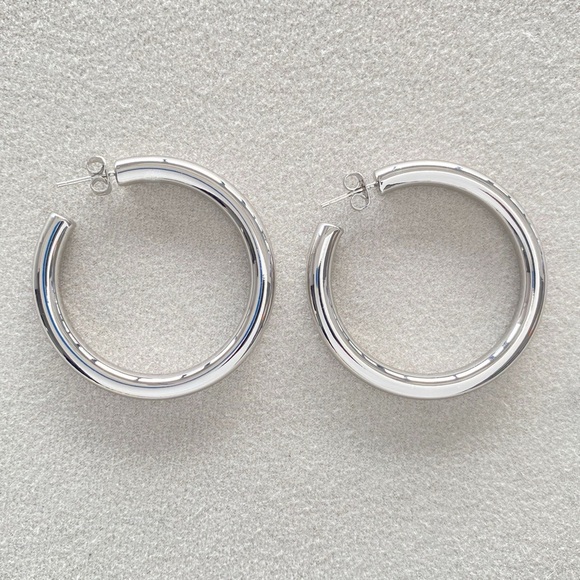 THREE PAIR for $55*Everyday Hoop*Silver Hoop Earrings*Simple Minimalist Design - Picture 5 of 6